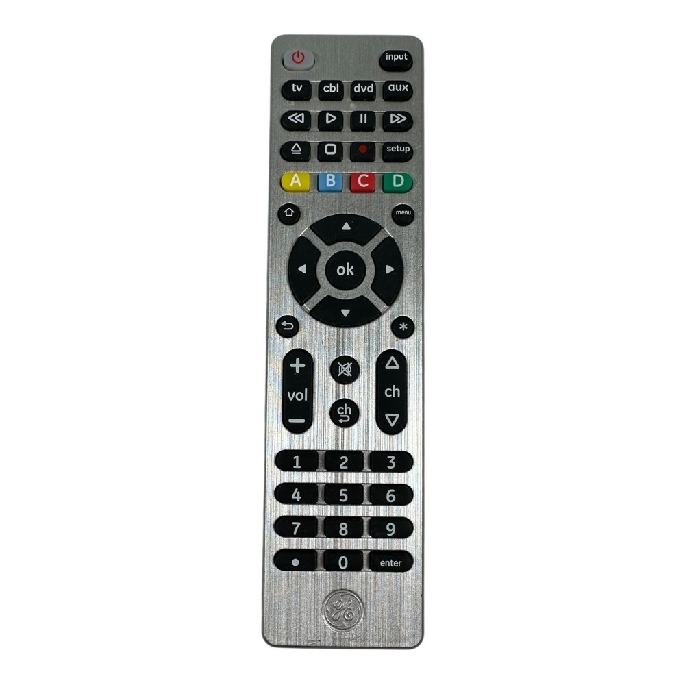 GE Universal Remote Control -‎ TV DVD CBL AUX Input - Silver